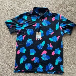 Chubbies Men's The Abs Tract‎ Performance Polo Shirt- Black Size XL